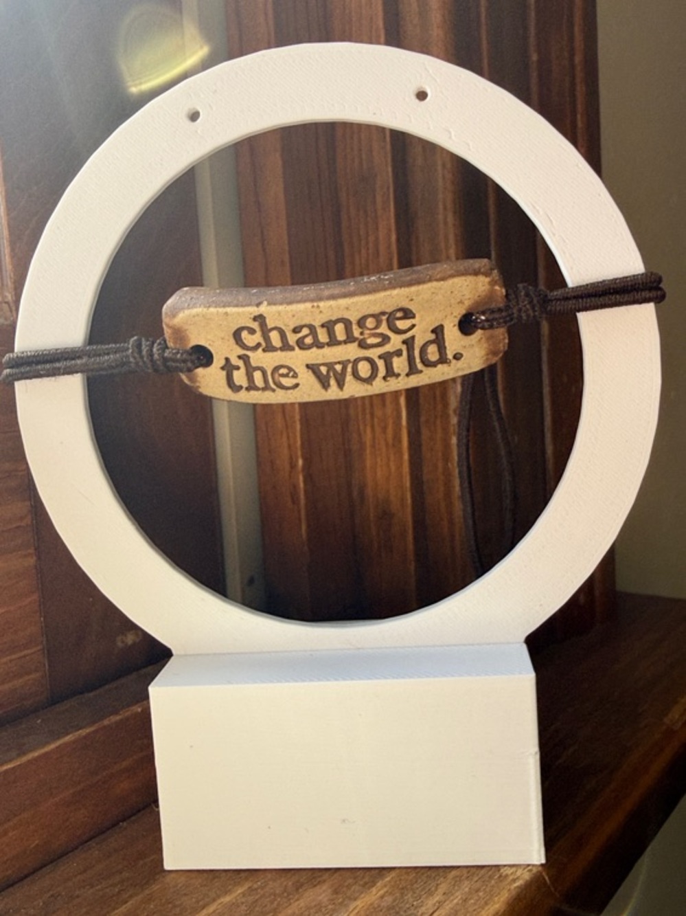"Change the World" Decorative Ring Plaque - White